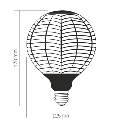 LED лампа VIDEX Filament VL-DG125BN 6W E27 1800K Black Magician pine needles, Videx, 27619