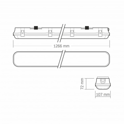 LED світильник IP65 лінійний під лампу 2хТ8 VIDEX 1,2М 220V, Videx, 27666