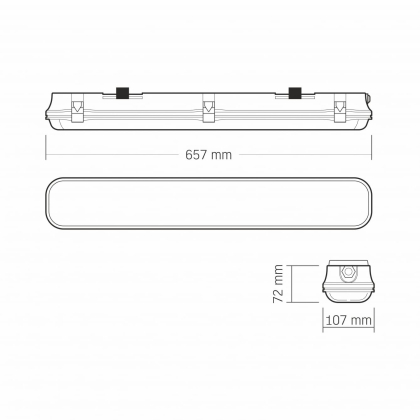 LED світильник IP65 лінійний під лампу 2хТ8 VIDEX 0,6М 220V, Videx, 27667