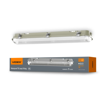 LED світильник IP65 лінійний під лампу 2хТ8 VIDEX 0,6М 220V, Videx, 27667