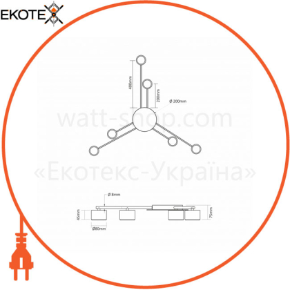 Світильник VIDEX під лампу 6xGX53 накладний Чорний VL-SPF21B-B