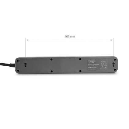 Мережевий подовжувач VIDEX ONCORD з/з 5п 3м (3x1.5мм) з кнопкою Black, Videx, 27690