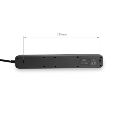 Мережевий подовжувач VIDEX ONCORD з/з 6п 3м (3x1.5мм) з кнопкою Black, Videx, 27692