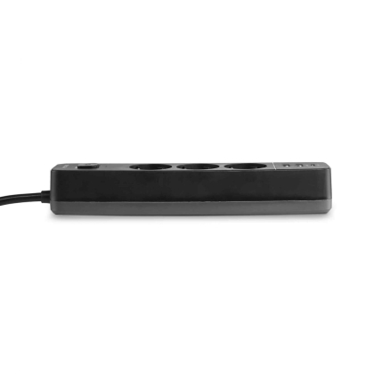 Мережевий подовжувач VIDEX ONCORD з/з 3п 3м (3x1.5мм) 2.4А 2USB+USB-C з кнопкою Black, Videx, 27694
