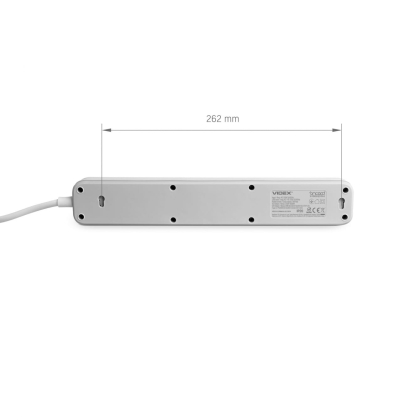Мережевий подовжувач VIDEX ONCORD з/з 4п 3м (3x1.5мм) 3.4А USB(QC3.0) +USB-C(PD20W) з кнопкою White, Videx, 27695