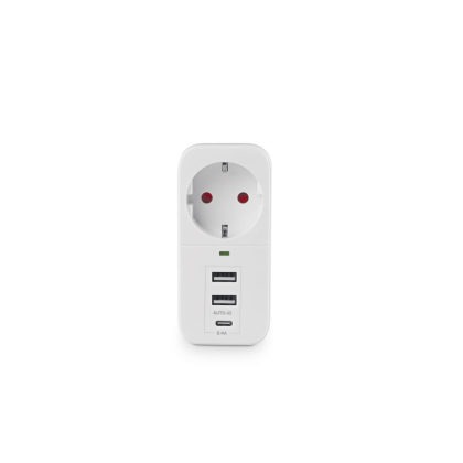 Мережевий адаптер VIDEX ONCORD з/з 1п 2.4A 2USB+USB-C White, Videx, 27697