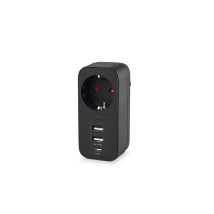 Мережевий адаптер VIDEX ONCORD з/з 1п 2.4A 2USB+USB-C Black, Videx, 27698