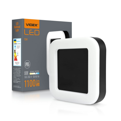 LED світильник ART IP65 квадратний VIDEX 15W 5000K Black, Videx, 27812
