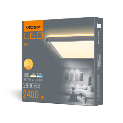 LED світильник з декоративною підсвіткою квадратний VIDEX DL3S 24W 4000K Білий, Videx, 27854