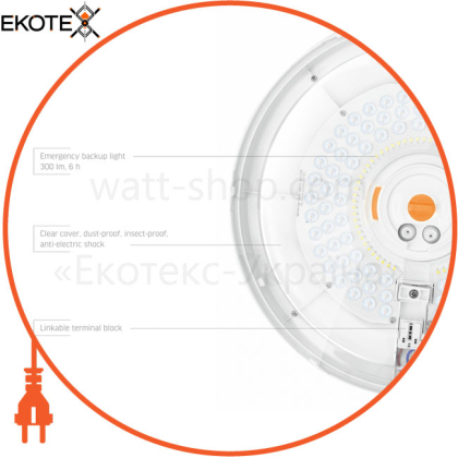 LED Світильник аварійний накладний з датчиком руху VIDEX 30W 2700-6500K 220V