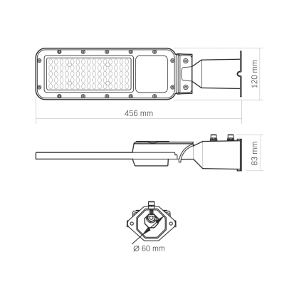 LED ліхтар вуличний VIDEX IP65 SLE17 50W 5500Lm 5000K 220V, Videx, 27956