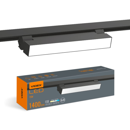 LED світильник трековий VIDEX TR05 15W 4100K 220V чорний, Videx, 28195