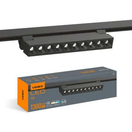 LED світильник трековий VIDEX TR06 15W 4100K 220V чорний, Videx, 28197
