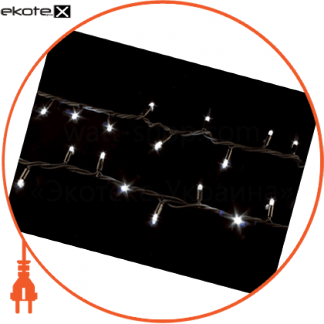 Гірлянда зовнішня STRING біла дріт чорний, Delux, 10008303