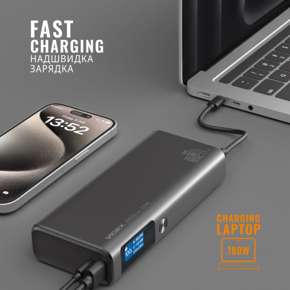 Повербанк 20000mAh VIDEX VPB-323 130W PD100W +Display, Videx, 28290