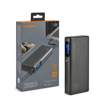 Повербанк 20000mAh VIDEX VPB-323 130W PD100W +Display, Videx, 28290