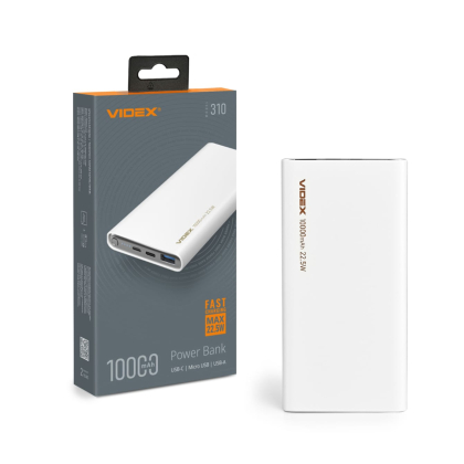 Повербанк 10000mAh VIDEX VPB-310 22.5W White, Videx, 28293