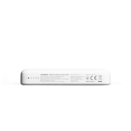 Повербанк з бездротовою зарядкою 10000mAh VIDEX VPB-331 PD20W White, Videx, 28294