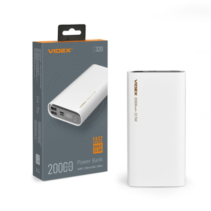 Повербанк 20000mAh VIDEX VPB-320 22.5W White, Videx, 28296