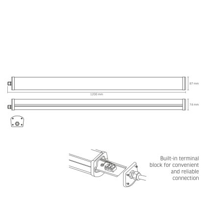 LED світильник IP65 лінійний VIDEX 48W 1.2М 4000K, Videx, 28311