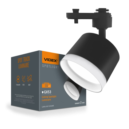 Світильник VIDEX під лампу GX53 трековий Чорний VL-SPF17C-BP, Videx, 28433
