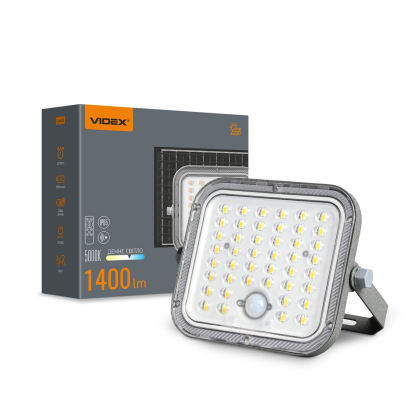 LED прожектор автономний VIDEX VL-FSO4-205-S 1400Lm 5000K, Videx, 28446