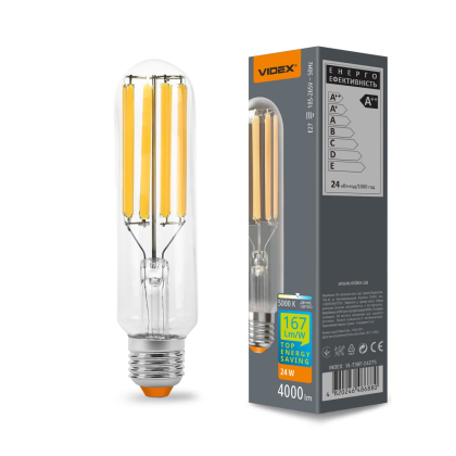 LED лампа VIDEX Filament T38F 24W E27 5000K, Videx, 28449