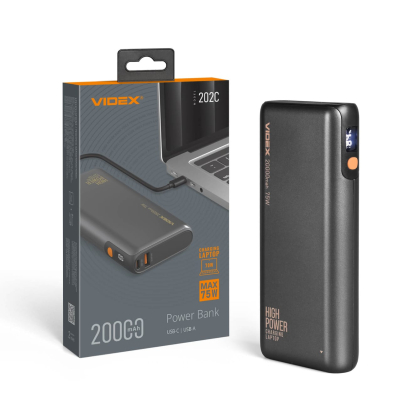 Повербанк 20000mAh VIDEX VPB-202C 75W Black, Videx, 28501