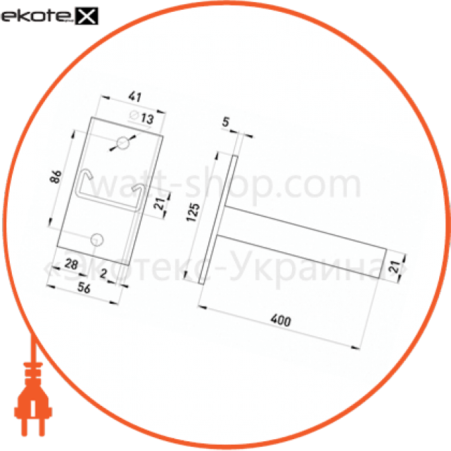 Enext AC-3-21-40 c консоль кронштейна l:400 h профиля 21 мм