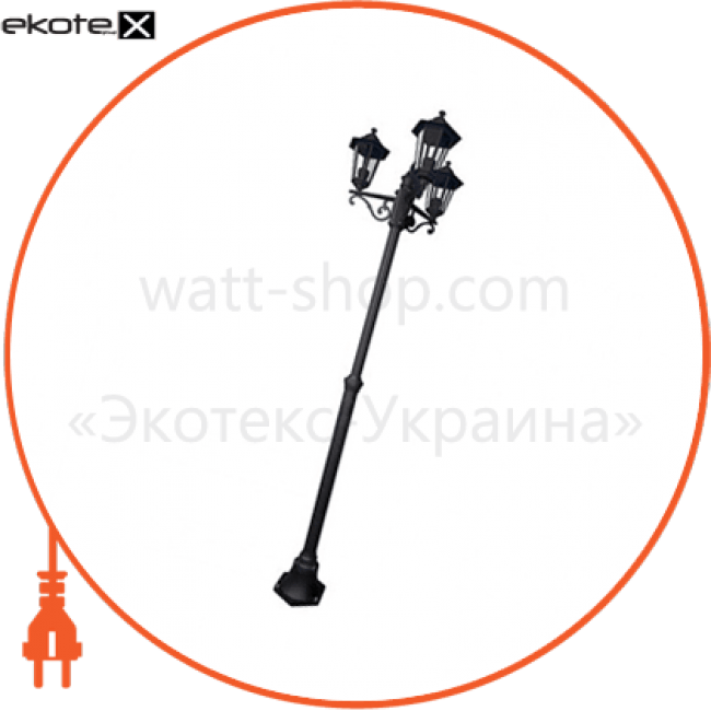 Світильник садово-парк. стовп. Алюм. 2100mm IP44 3*E27 220-240v чорний, Horoz Electric, 075-012-0005