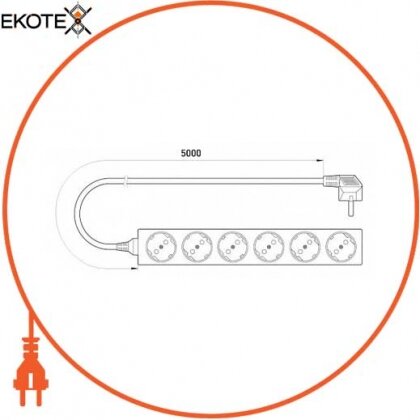 Подовжувач e.es.6.5.z.b 6 гнізд, 5м з з/к, baby protect, Enext, s042023