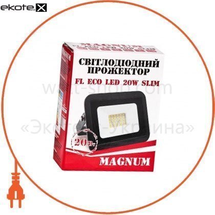 Magnum 90014087 прожектор светодиодный magnum fl eco led 20вт slim 4000к ip65