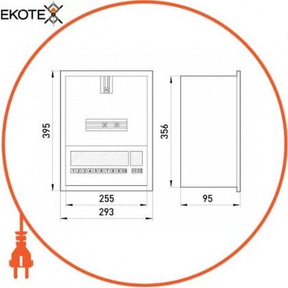 Enext s0100068 корпус e.mbox.stand.w.f1.12.z.e металлический, под 1-ф. электронный счетчик, 12 мод., встраиваемый, с замком