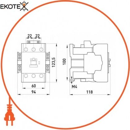 Enext i.0090020 контактор e.industrial.ukc.85.24, 85а, 24в, 1no+1nc