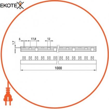 Enext s180007 шина соединительная e.bc.u.stand.3.100 вилочного u-типа 3р, 100а