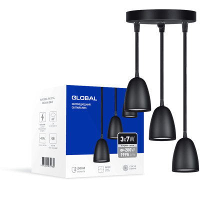 Світильник світлодіодний GPL-01C GLOBAL 21W 4100K чорний, Global, 3-GPL-12141-CB