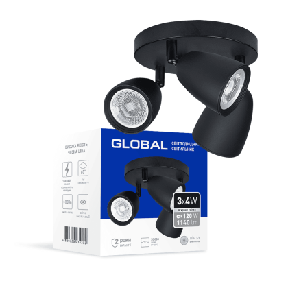 Світильник світлодіодний GSL-01C GLOBAL 12W 4100K чорний, Global, 3-GSL-11241-CB