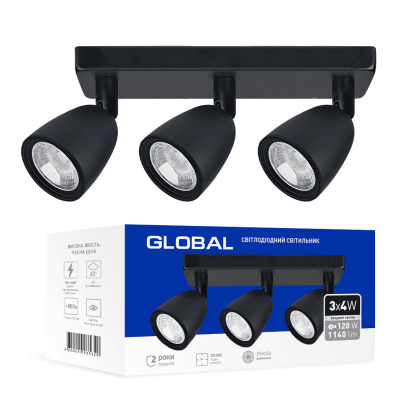 Світильник світлодіодний GSL-01S GLOBAL 12W 4100K чорний, Global, 3-GSL-11241-SB