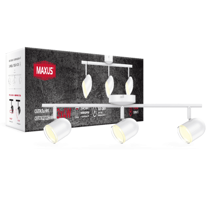 Спот світильник на 3 лампи MAXUS MSL-01C 3x4W 4100K білий, Maxus, 3-MSL-11241-CW