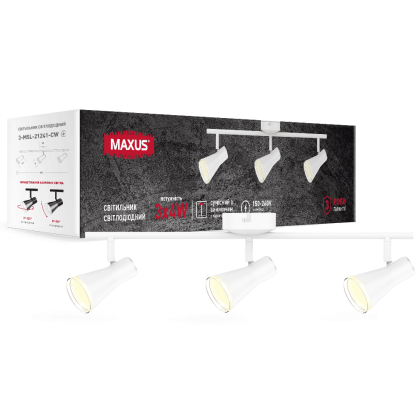Спот світильник на 3 лампи MAXUS MSL-02C 3x4W 4100K білий, Maxus, 3-MSL-21241-CW