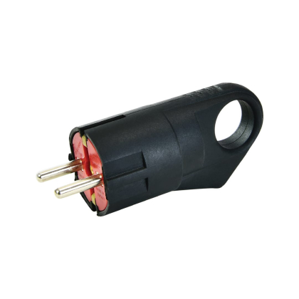 Вилка кутова з вушком з заземленням каучукова, Horoz Electric, 300-000-806