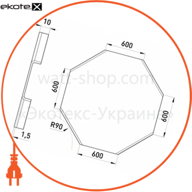 Кришка хрестовини W:600, H:10 мм, Enext, 360-K