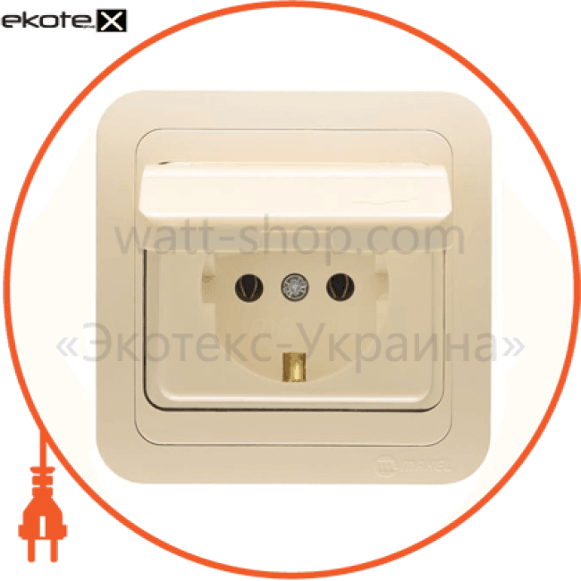 Розетка з заземленням та кришкою 32029, Makel, 32029