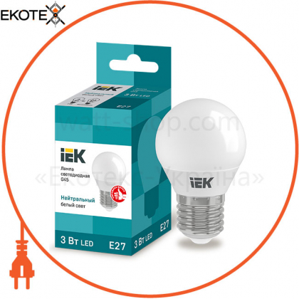 Лампа світлодіодна G45 шар 3Вт 230В 4000К E27 IEK, IEK, LLE-G45-3-230-40-E27