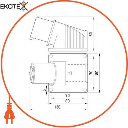 Силова вилка стаціонарна 3Р+Z,16A,IP44, Enext, 3623-220