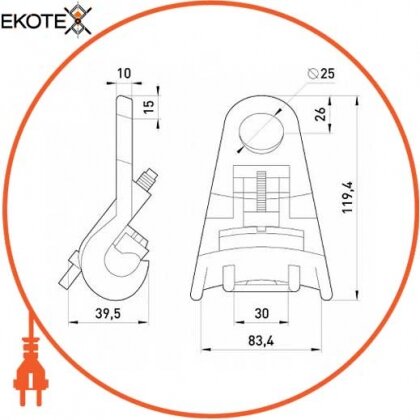 Enext p026001 подвесной зажим e.h.clamp.pro.1a.25.120, 25-120 кв. мм, тип а