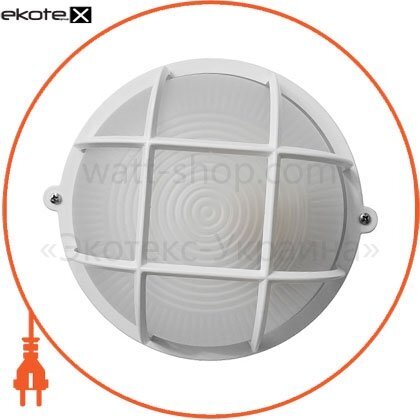 Світильник НПП-65 коло білий опал.с гратами ПС-1051-11-1 / 1 LED, Ecostrum, ПС-1051-11-1/1 LED