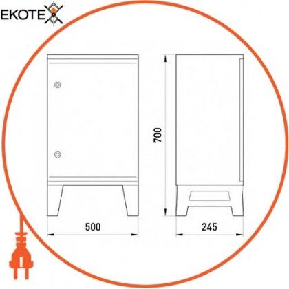 Корпус ударостійкий з АБС-пластику e.plbox.nap.500.700.245.3 f.16m.8m.,blank, 500х700х245мм, IP65, з панеллю під 3 - фазний лічильник і 16 модулів і 8 розеток, Enext, CP5502