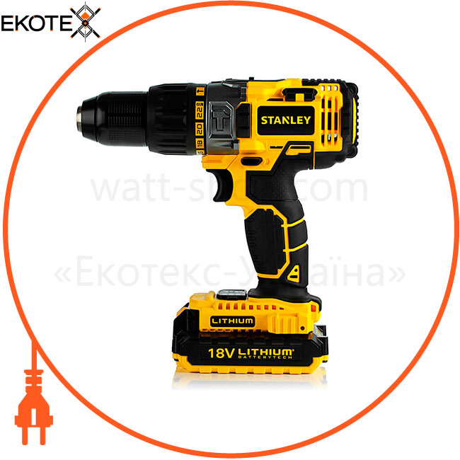 Дриль-шуруповерт акумуляторний ударний STANLEY STDC18LHBK, STANLEY, STDC18LHBK