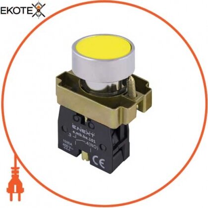 Enext p0810108 кнопка без подсветки плоская e.mb.ba51 желтая, без фиксации, 1no